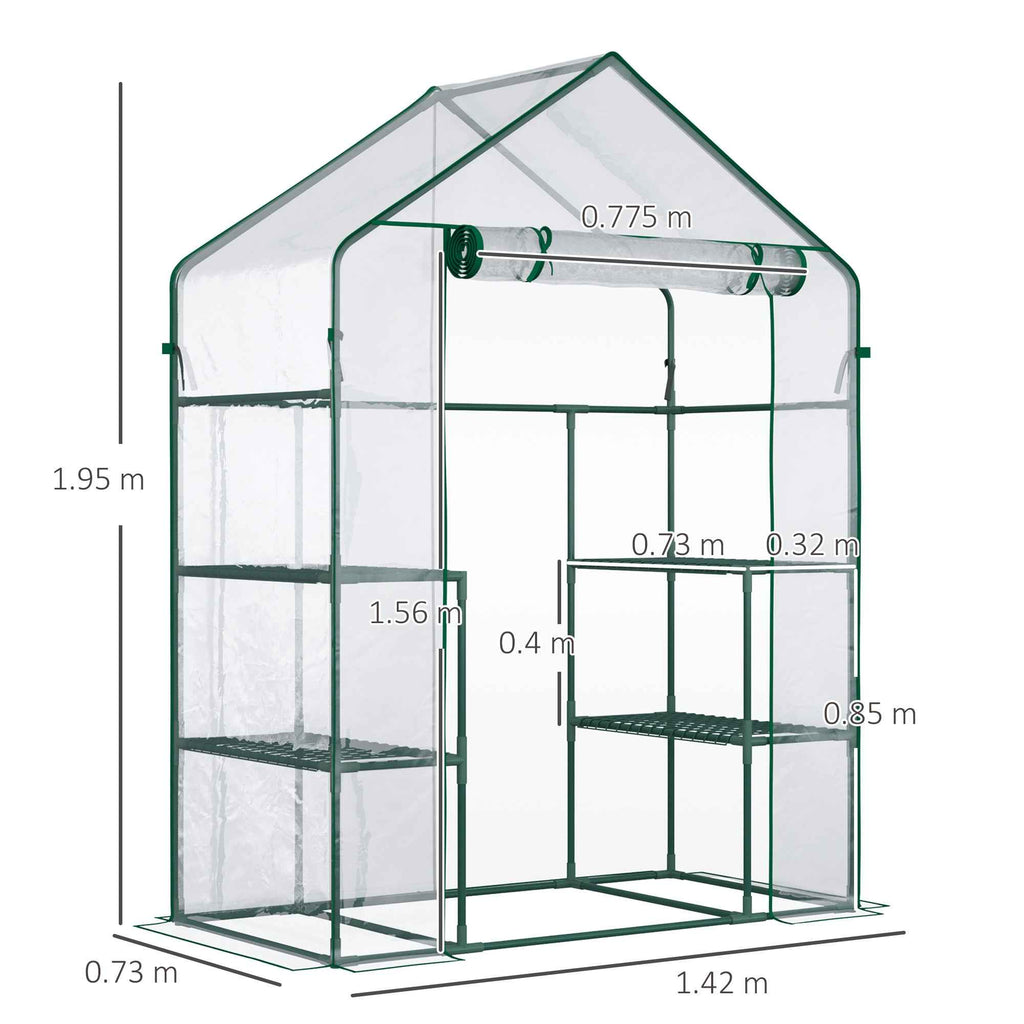 Outsunny Waterproof and UV-Proof PE Garden Greenhouse with Mounting Accessories, 142x73x195 cm, Green