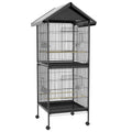 PawHut Wheeled Bird Aviary with Removable Plastic Trays and Perches, Metal, 71.8 x 71.8 x 170.2 cm, Black