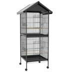 PawHut Wheeled Bird Aviary with Removable Plastic Trays and Perches, Metal, 71.8 x 71.8 x 170.2 cm, Black