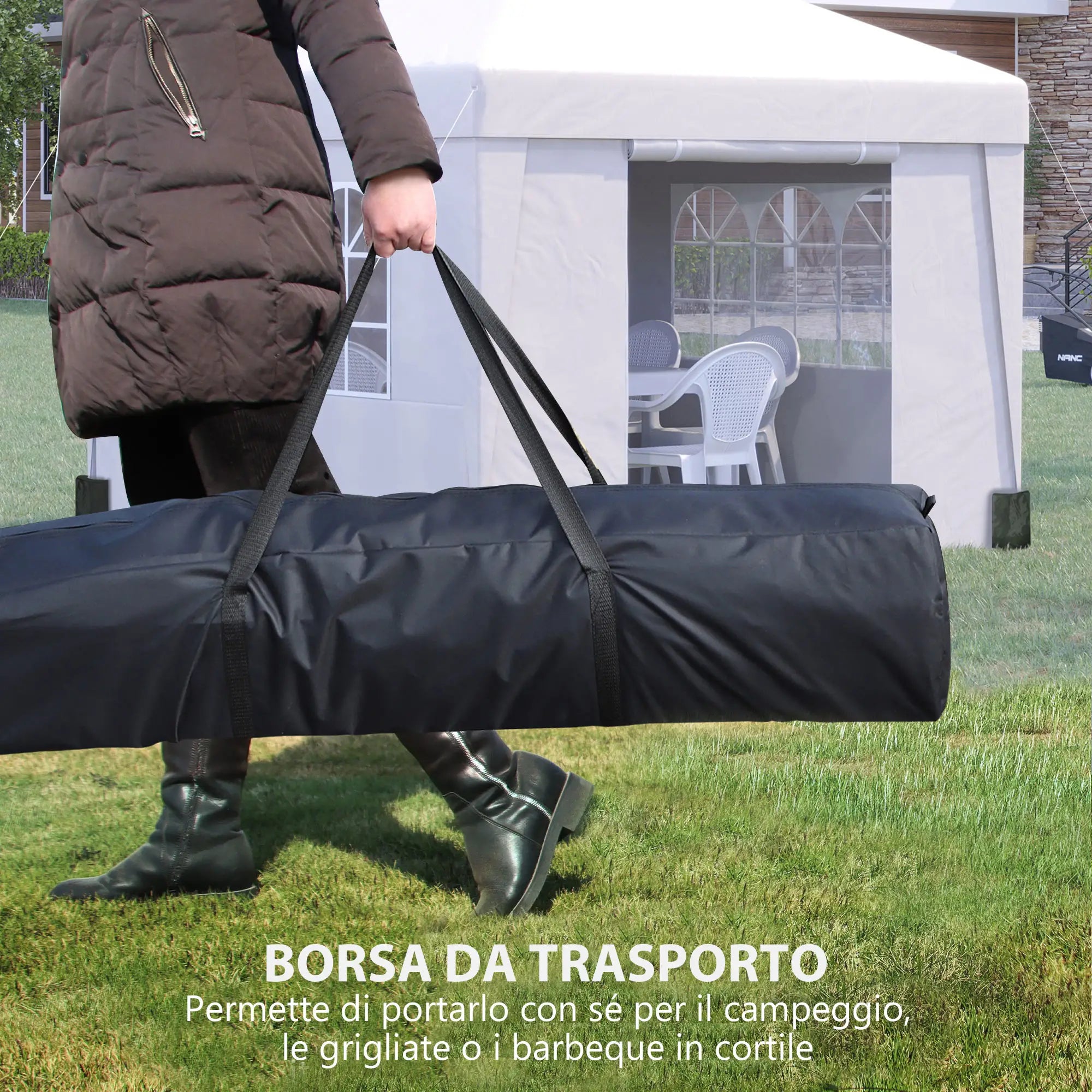 SOFI | 3x3m Folding Gazebo with Adjustable Height, with Pop Up Design and Windows, White - Borge' Group Limited