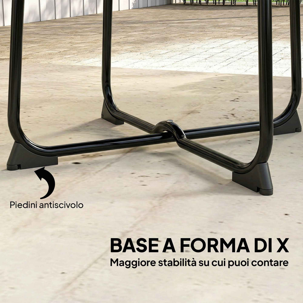 Outsunny 50cm Round Outdoor Metal Coffee Table with X-Base and Non-Slip Feet, Black