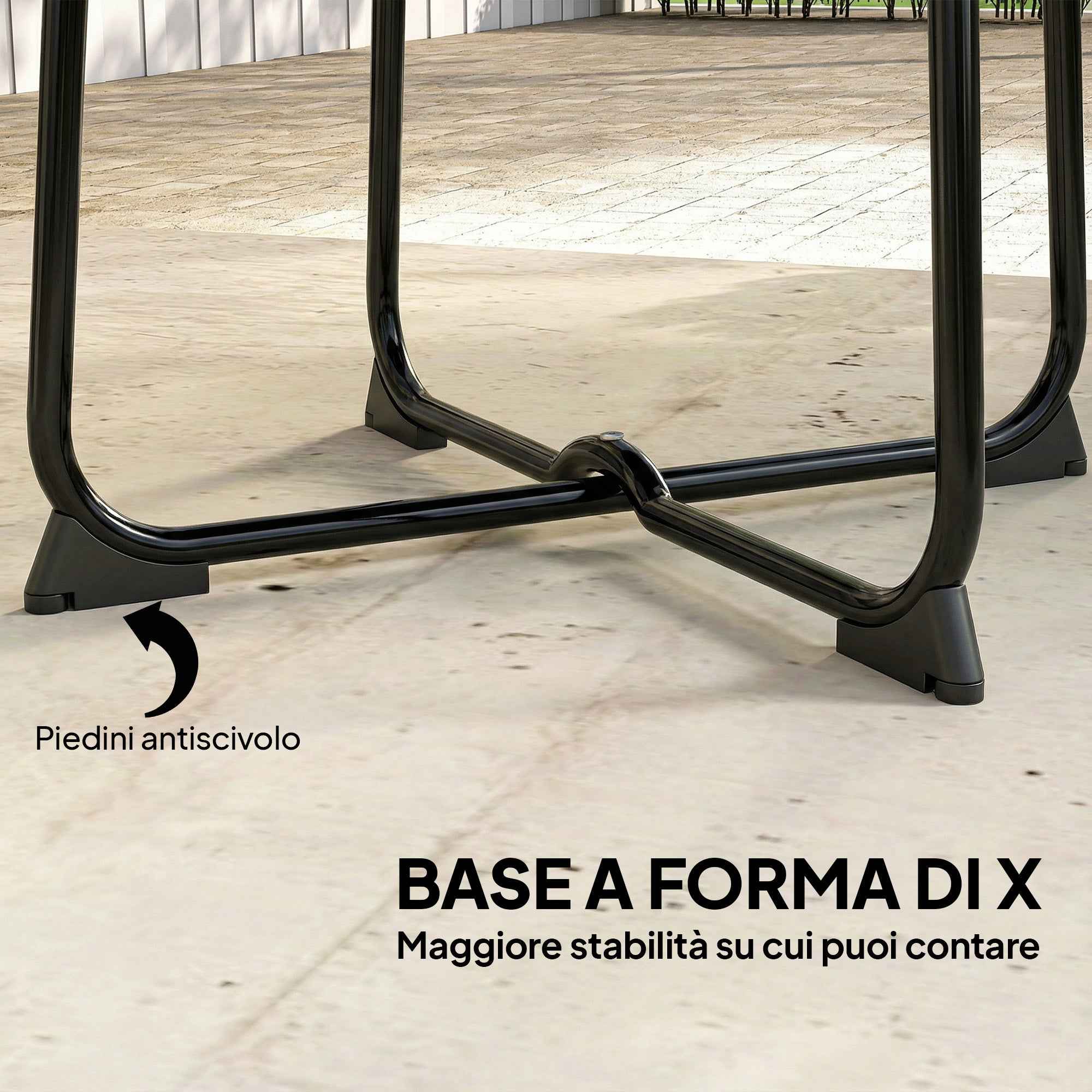 Outsunny 50cm Round Outdoor Metal Coffee Table with X-Base and Non-Slip Feet, Black