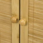 Boho Style Sideboard in Rattan and Bamboo with 2 Doors and Internal Shelf, 60x27x67.5cm, Wood Color