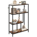 Industrial Style 4-Tier Bookcase in Wood and Metal, 77x30x116 cm, Rustic Brown