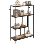 Industrial Style 4-Tier Bookcase in Wood and Metal, 77x30x116 cm, Rustic Brown