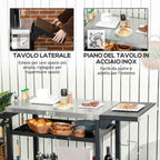 Outsunny Barbecue Cart with Folding Stainless Steel Table, 2 Wheels and Accessories, 125x65x84 cm, Black