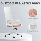 Fabric Office Chair with Rocking, Adjustable Height and Swivel Seat, 63x63x117-127 cm, Pink