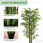 HOMCOM Artificial Bamboo Plant, 180cm Realistic Fake Plant with Decorative Pot for Living Room and Bedroom, Green