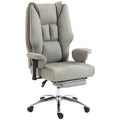 HOMCOM Ergonomic Reclining Office Chair with Footrest, High Back, Adjustable Height, Light Grey