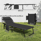 Outsunny Set of 2 Folding and Reclining Garden Sun Loungers on 5 Levels with Cushions, 57x200x38 cm, Black