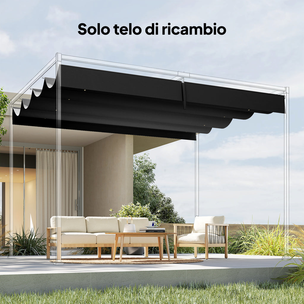 Outsunny Dark Grey Polyester Anti-UV Outdoor Pergola Cover with 8 Drainage Holes, 392x350 cm