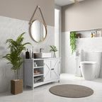 Kleankin Mobile under Bathroom Washa with 2 doors and 3 Open Wooden Conditions, 90x30x60cm, White - Borgè