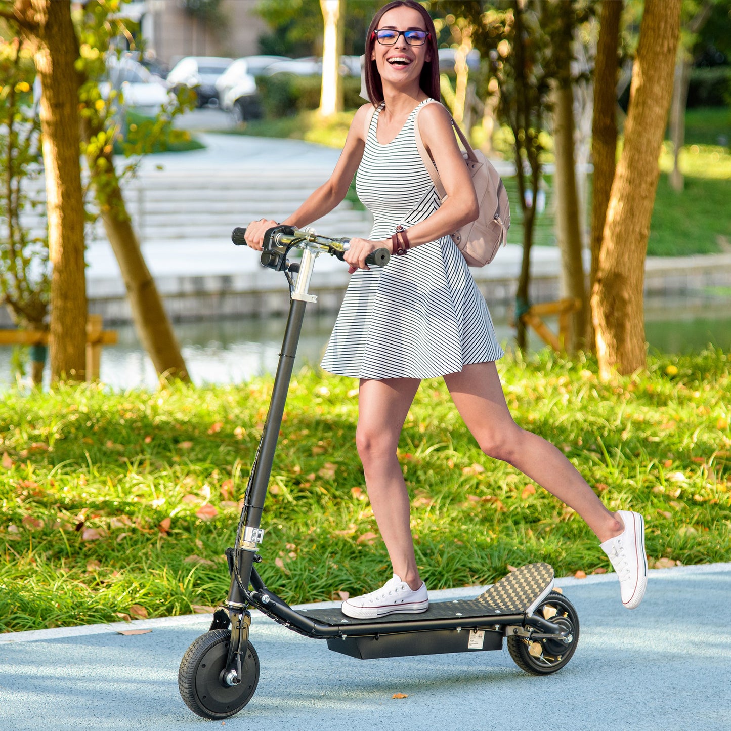 Homcom electric scooter children 4-14 years 150W at adjustable height, in steel and pp, 42x94x105-108 cm, black - Borgè