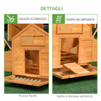 Chicken Coop Laying Cage for Garden Chickens with 2 Drawers, Nest and Waterproof Outdoor Roof in Wood, 150x100x96.5 cm - Borge' Group Limited