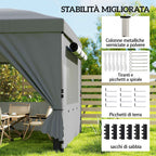 Outsunny 3x6m Pop Up Folding Gazebo with 6 Side Walls, Sandbags, Wheeled Bag, UV50+, Dark Grey