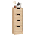 Space-Saving Bathroom Cabinet with 4 Drawers and Carved Handles in Nordic Style, 29x29x83 cm, Natural Wood