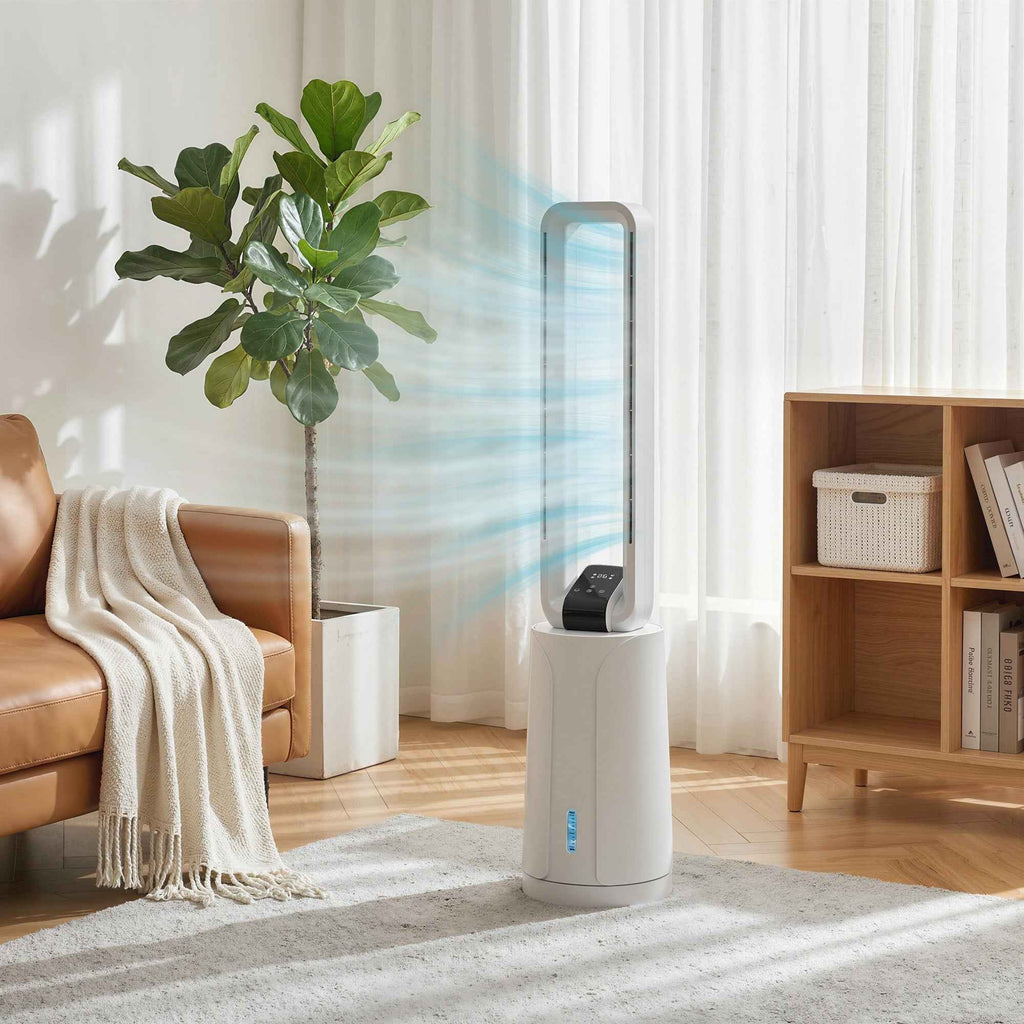 Evaporative Air Cooler with 15H Timer, 109.5 cm, White