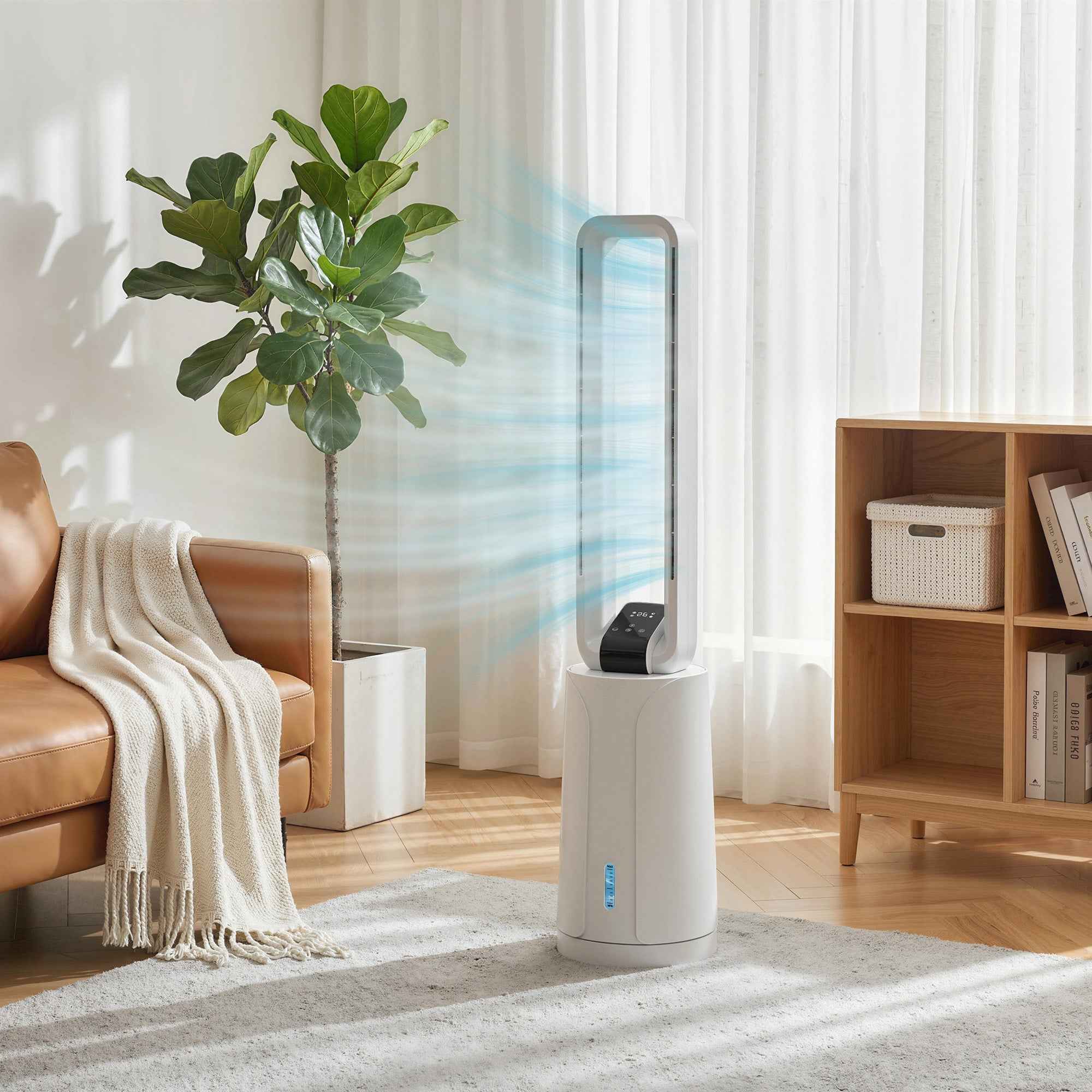 Evaporative Air Cooler with 15H Timer, 109.5 cm, White