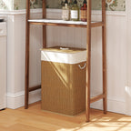 72L Laundry Hamper with Bamboo Lid, Rope Handles and Removable Bag, Brown