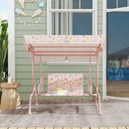 2-Seater Outdoor Children's Swing with Adjustable Canopy and Safety Belt, 112x75x120 cm, Pink