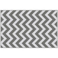 Reversible Outdoor Rug with Geometric Pattern, 121x182 cm, Grey and White