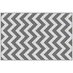 Reversible Outdoor Rug with Geometric Pattern, 121x182 cm, Grey and White