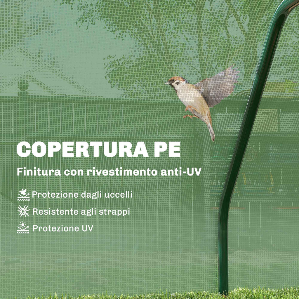 Outsunny Steel Tunnel Greenhouse with PVC Cover, 200x100x80 cm, Green