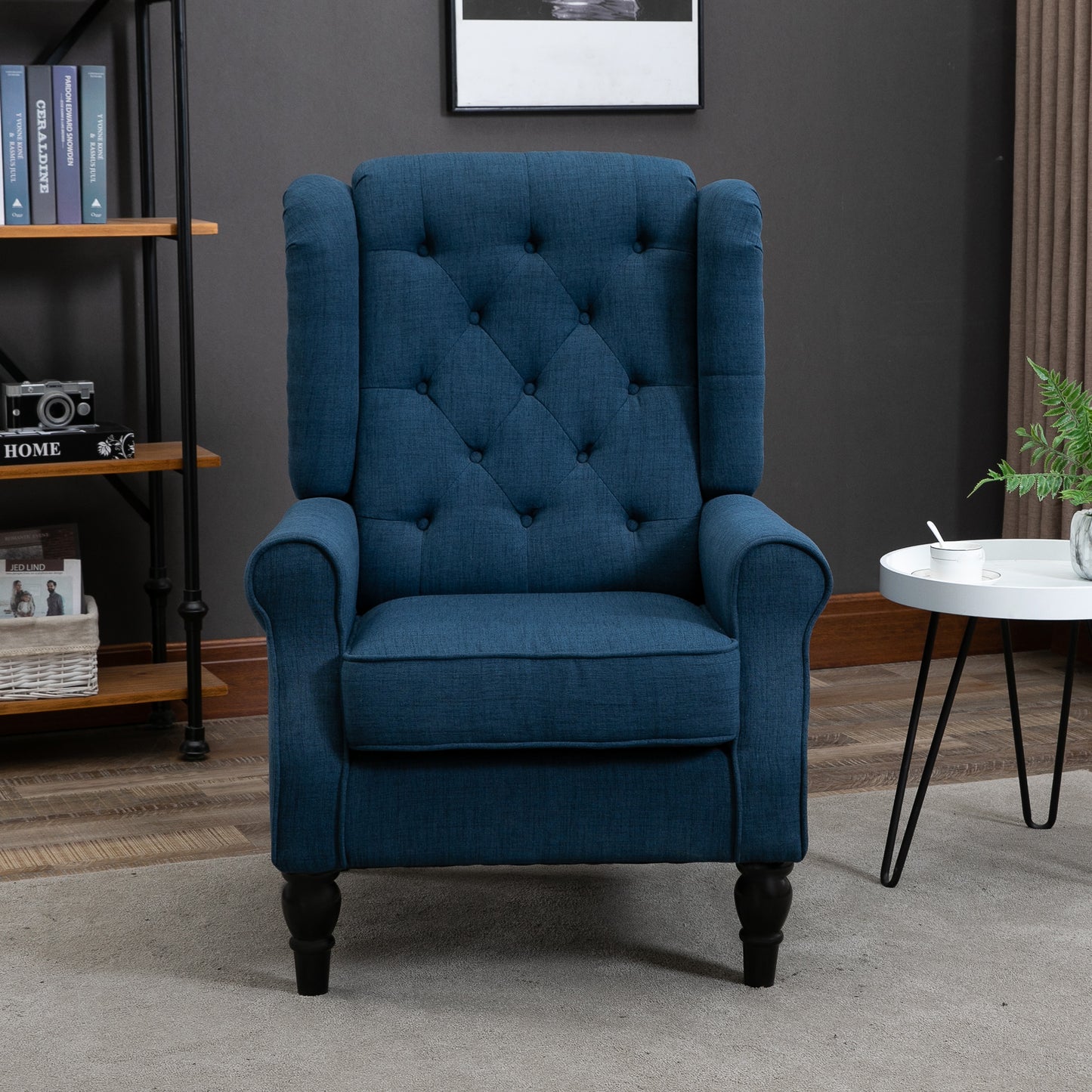 HOMCOM French Style Living Room Armchair with Padded Seat and Cushions, in Polyester, 74x86x102 cm, Blue - Borgè