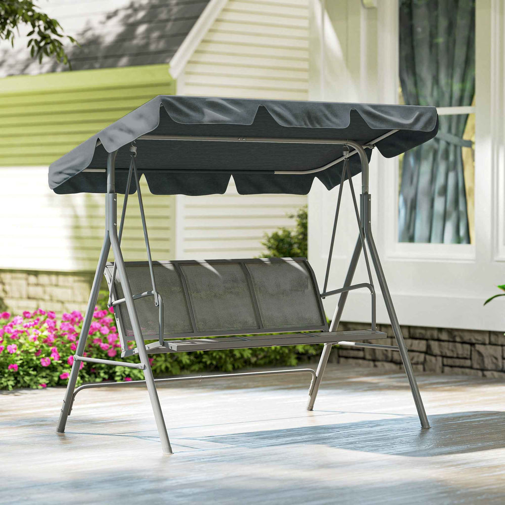 Outsunny 3-Seater Metal Garden Swing with Removable Sun Canopy, 171x108x154 cm, Dark Grey