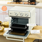 20L Fan-assisted Electric Mini Oven 1400W with Hot Air and Accessories, Cream