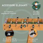 Folding Wooden Table Football with 6 Rods, 18 Players and Scoreboard, 69x37x70cm - Borge' Group Limited