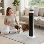 80cm 70° Oscillating Floor Tower Fan, Black and White