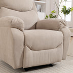 Manual Fabric Recliner Chair with Thick Cushion, Padded Armrests and Footrest, Beige