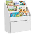 Children's Bookcase for 3-8 Years Old, 3-Tier, with Lower Drawer, MDF, 62.5x30x70 cm, White