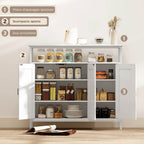 Kitchen Sideboard with Open Shelf and 2 Cabinets, Wood and Steel, 100x35x88 cm, White