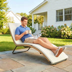 Outsunny S-Shaped Outdoor Lounger with Cushion, in PE Rattan and Steel, 175x57x80 cm, Cream