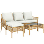 Outsunny 3-Piece Garden Set with Sofa, Chaise Longue and Coffee Table, Steel and PE Rattan, Cream