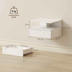 HOMCOM Set of 2 Floating Bedside Tables with Drawer and Open Shelf, 35x32x22.5 cm, White