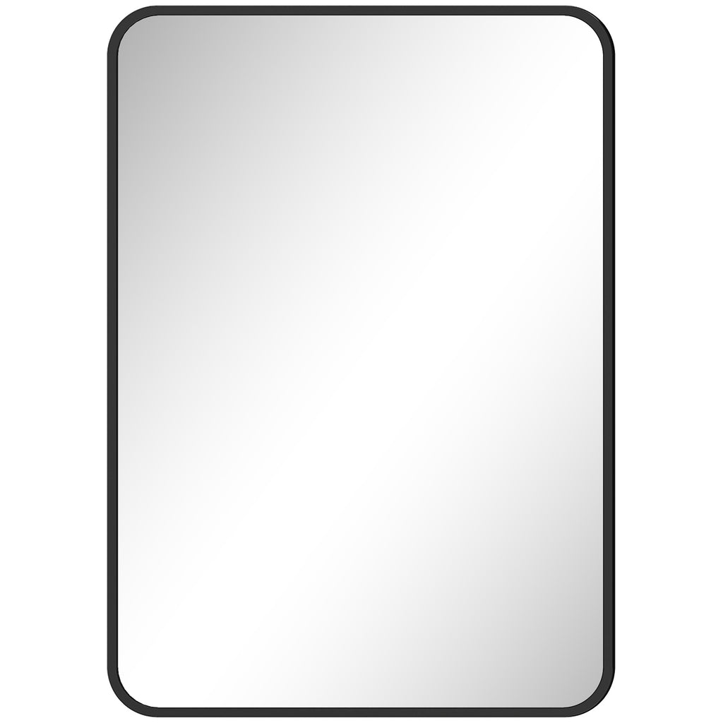 HOMCOM Bathroom Mirror with Metal Frame and Hook, 50x2.5x70 cm, Black