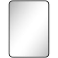 HOMCOM Bathroom Mirror with Metal Frame and Hook, 50x2.5x70 cm, Black