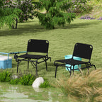 Outsunny Set of 2 Multifunctional Folding Camping Chairs, Metal Frame and Oxford Fabric, Black - Borgè