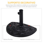 Base for Crescent Umbrella Ø3.8 and Ø4.8 mm in Resin with Crank, 50x31x32 cm, Black