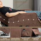 Lift Relax Chair with 8 Massage Points, 135° Reclining and 2 Remote Controls, Brown