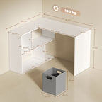 HOMCOM Modern Corner Desk with Shelf and Fabric Drawer, 110x100x75 cm, White