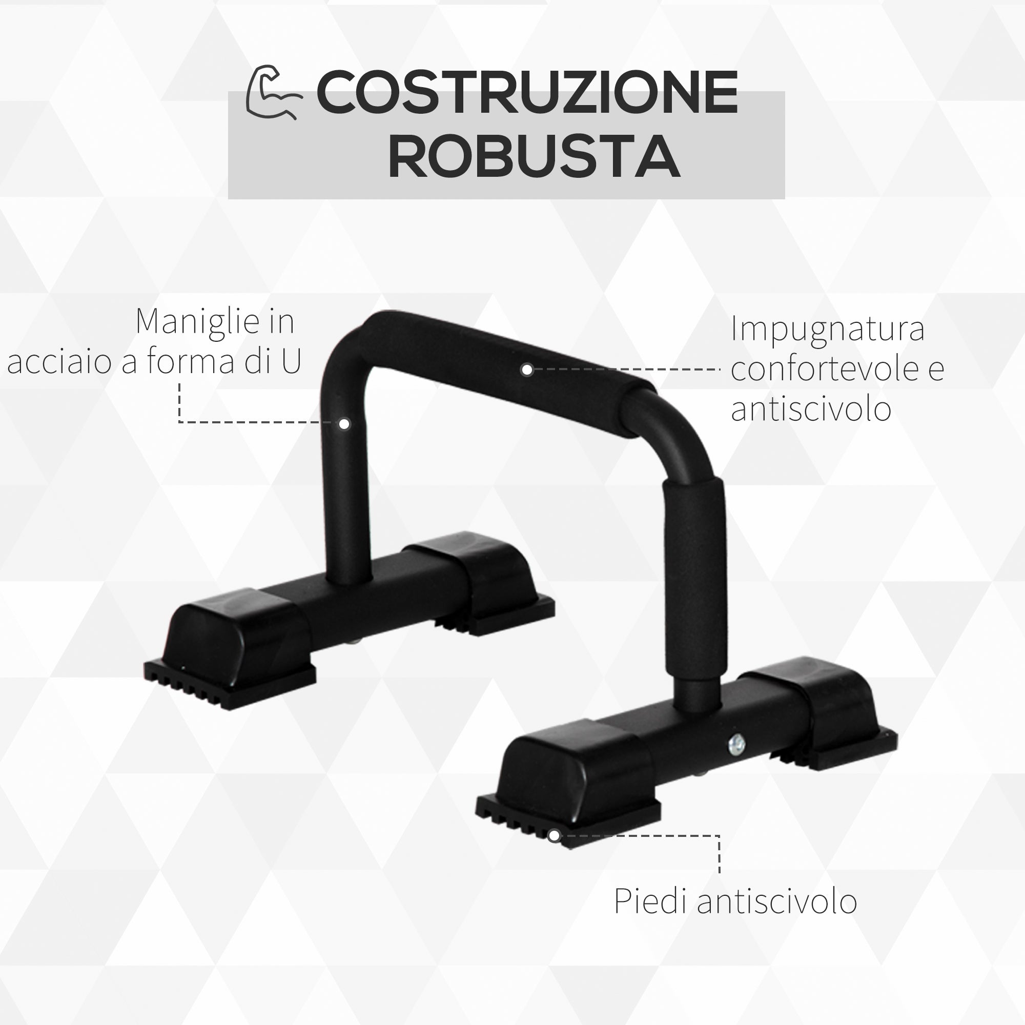 Set of 2 Steel Parallel Bars with Non-Slip EPE Grip, 36x25x20 cm, Black