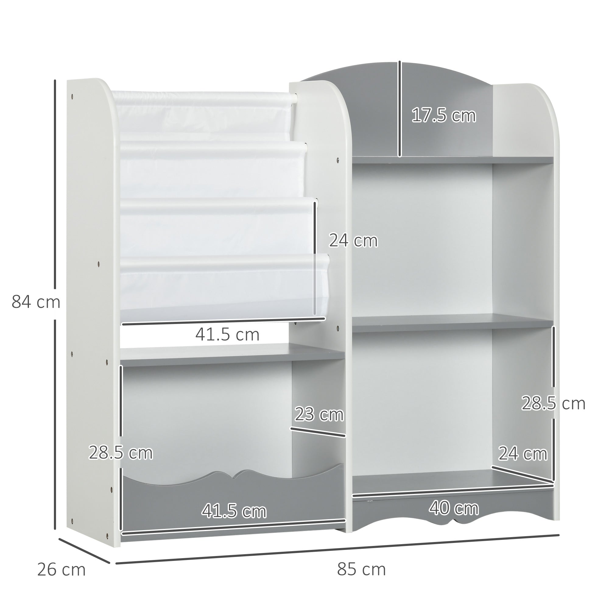 Zonekiz shepherd's shelf for children with wooden shelves, 85x26x84cm, gray - Borgè