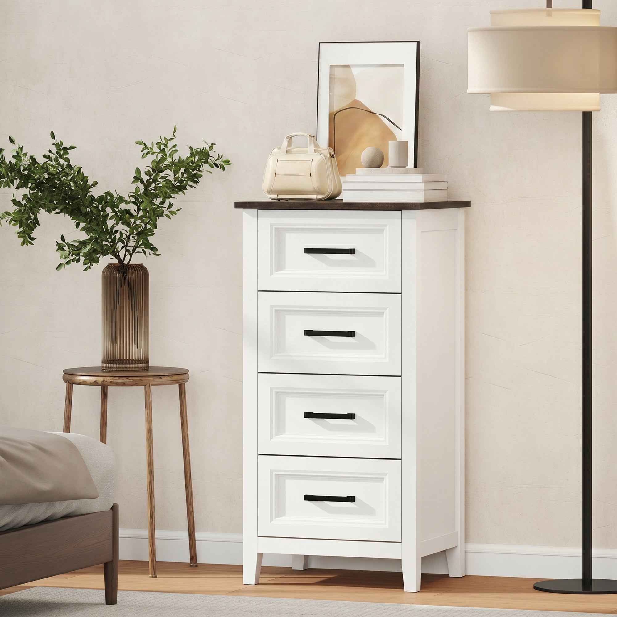 HOMCOM Chest of Drawers with 4 Drawers, Tall Unit for Bedroom and Living Room