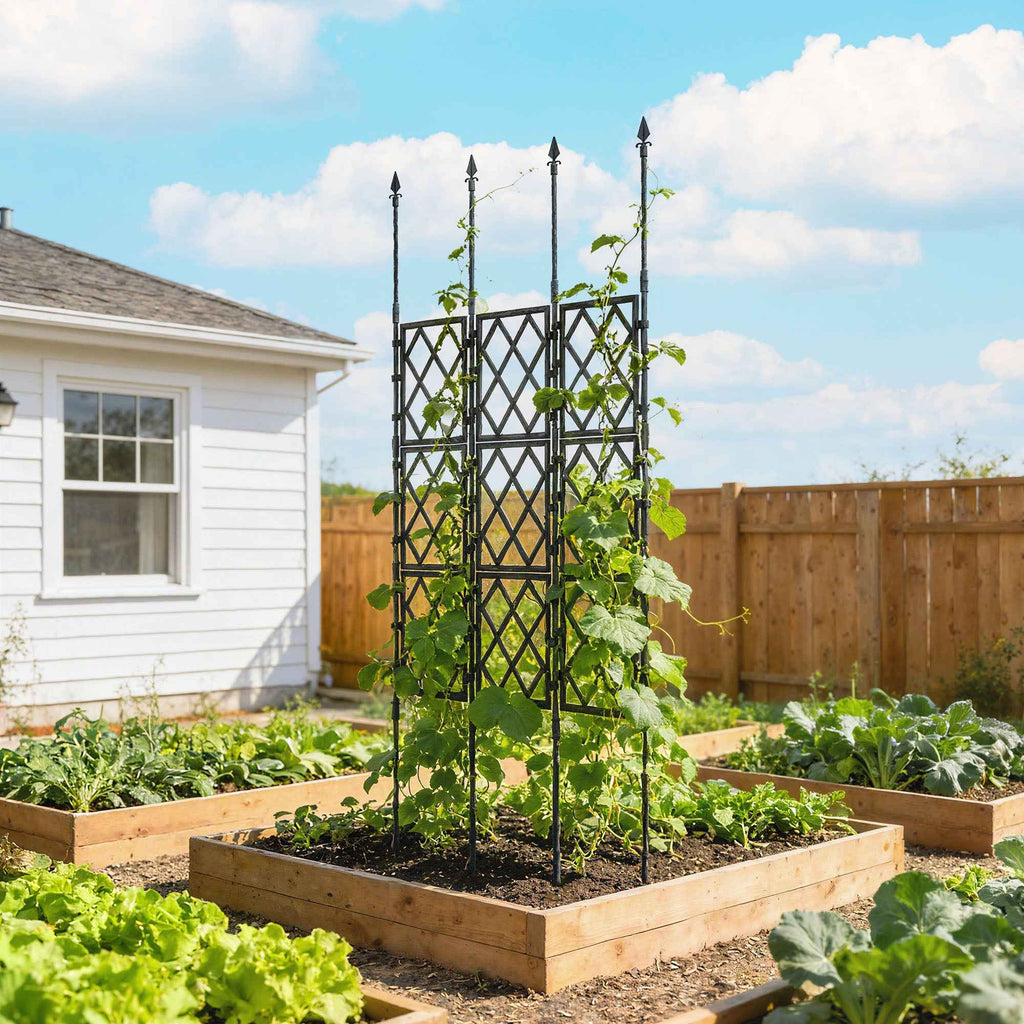 Outsunny Folding Outdoor Trellis in Steel and PP, 85x2x197 cm, Black