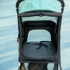 3-Wheel Folding Small Dog Stroller with Rain Cover and Basket, Green