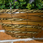 Set of 2 artificial Lavender Plants with Pot and Hook, in PE and Wicker, Ø25x34 cm, Green and Purple